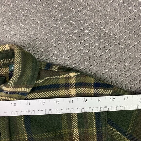 Orvis Flannel Shirt Jacket Shacket Men's Small Green Check Plaid Cotton - Picture 12 of 14